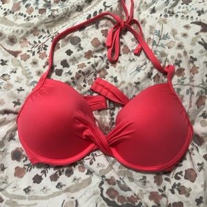 Pink target bathing suit top